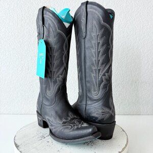Lane LEXINGTON Womens Cowboy Boots Jet Black Western Mid Calf Tall Snip Toe 6.5